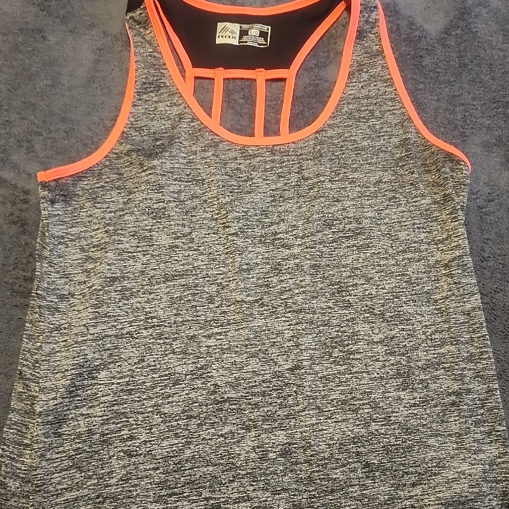 RBX Brand Women's Gray and Hot Pink Workout Tank Top. Size Large